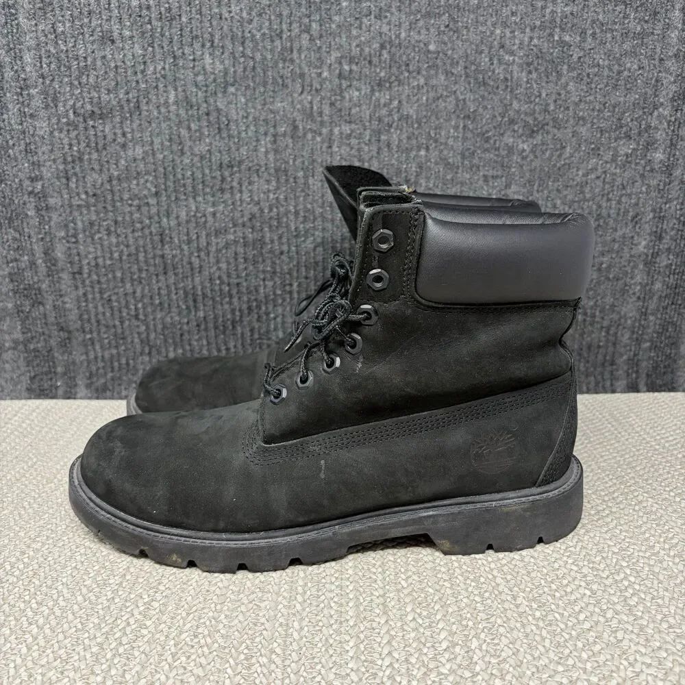 Timberland Premium 6” Waterproof Boots Black Nubuck Leather Mens 9 WIDE